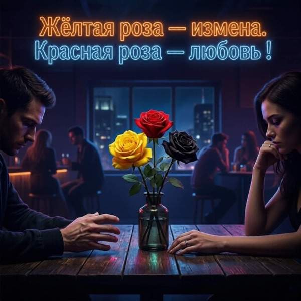 Жёлтая роза измена Красная роза любовь
