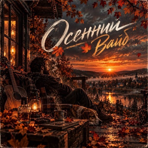 На зеленую траву стали падать листья (осенний вайб)